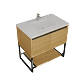 Laviva Alto 36" California White Oak Bathroom Vanity with Matte White VIVA Stone Solid Surface Countertop 313SMR-36CO-MW