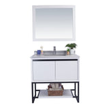 Laviva Alto 36" White Bathroom Vanity with White Stripes Marble Countertop 313SMR-36W-WS