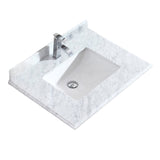 Laviva Forever 30" Single Hole White Carrara Marble Countertop with Rectangular Ceramic Sink 313SQ1H-30-WC