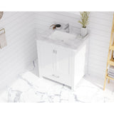 Laviva Forever 30" Single Hole White Carrara Marble Countertop with Rectangular Ceramic Sink 313SQ1H-30-WC