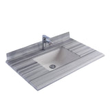 Laviva Forever 36" Single Hole White Stripes Marble Countertop with Rectangular Ceramic Sink 313SQ1H-36-WS