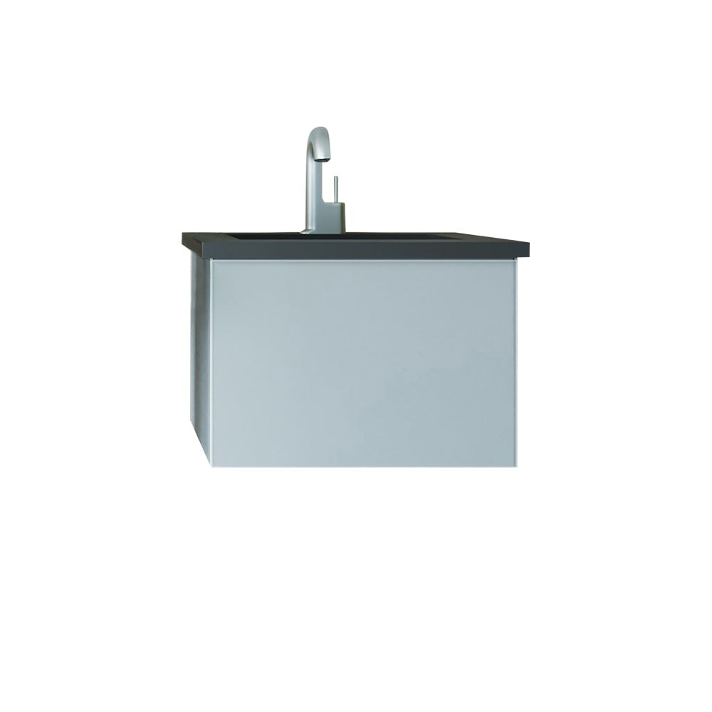 Laviva Vitri 24" Fossil Grey Bathroom Vanity with VIVA Stone Matte Black Solid Surface Countertop 313VTR-24FG-MB