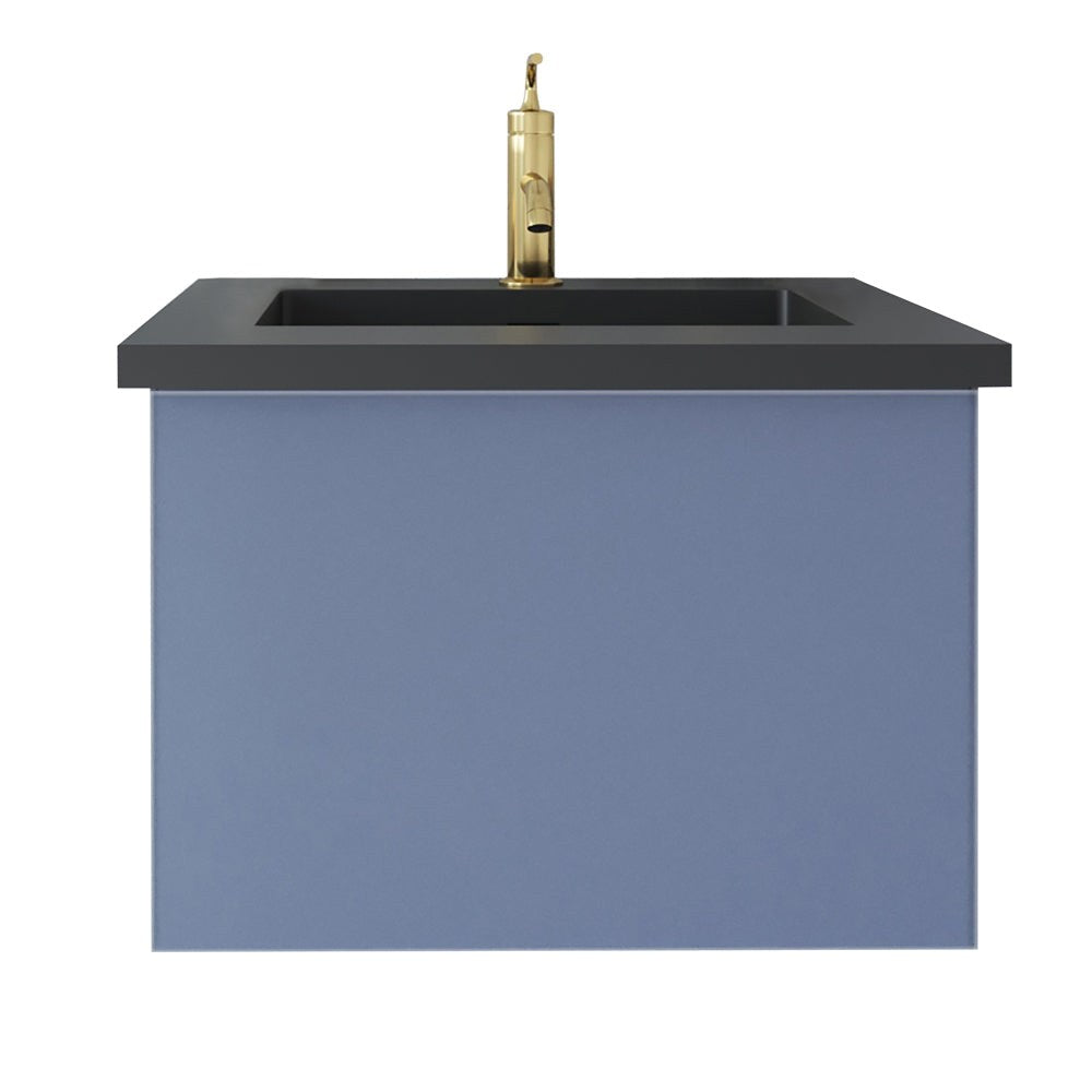 Laviva Vitri 24" Nautical Blue Bathroom Vanity with VIVA Stone Matte Black Solid Surface Countertop 313VTR-24NB-MB