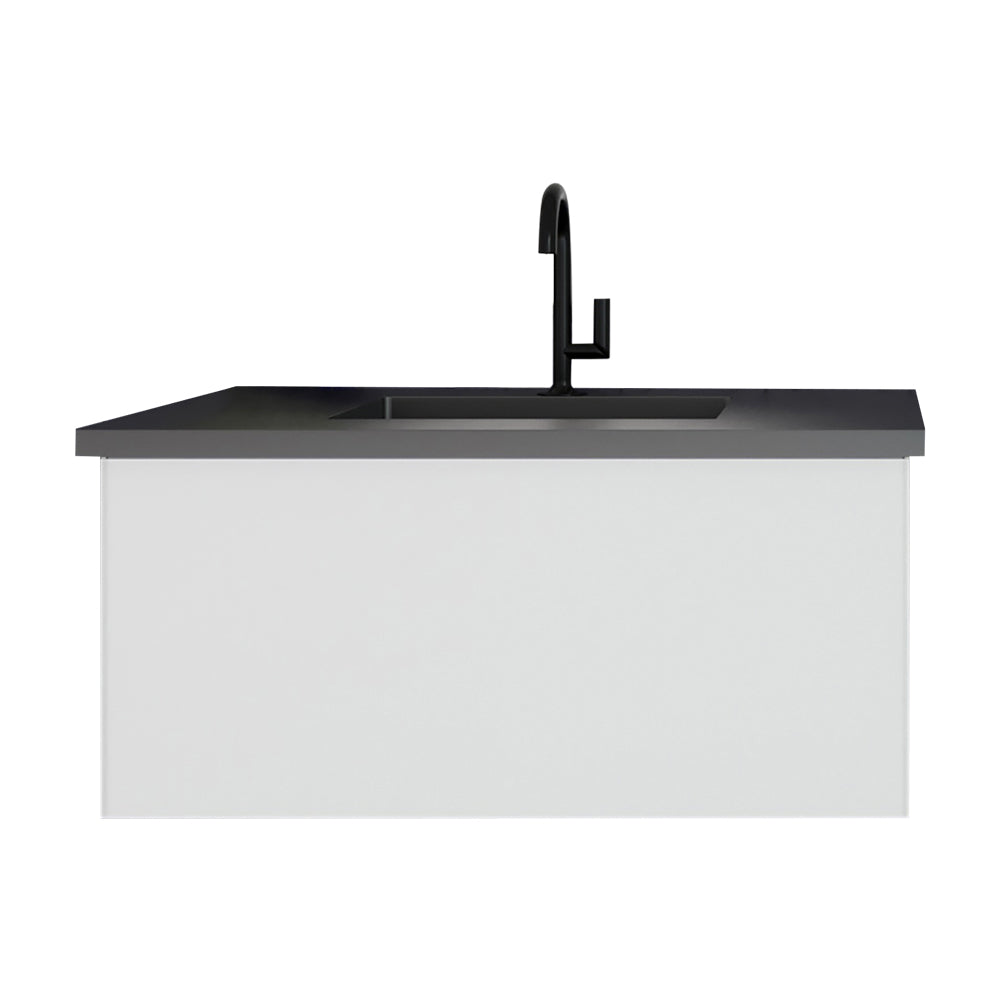 Laviva Vitri 36" Cloud White Bathroom Vanity with VIVA Stone Matte Black Solid Surface Countertop 313VTR-36CW-MB