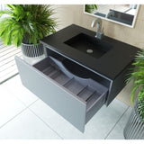 Laviva Vitri 36" Fossil Grey Bathroom Vanity with VIVA Stone Matte Black Solid Surface Countertop 313VTR-36FG-MB