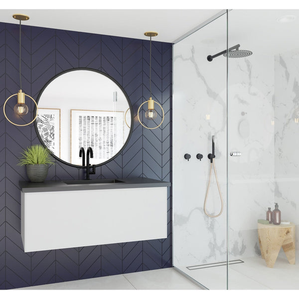 Laviva Vitri 42" Cloud White Bathroom Vanity with VIVA Stone Matte Black Solid Surface Countertop 313VTR-42CW-MB