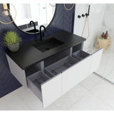 Laviva Vitri 48" Cloud White Bathroom Vanity with VIVA Stone Matte Black Solid Surface Countertop 313VTR-48CW-MB