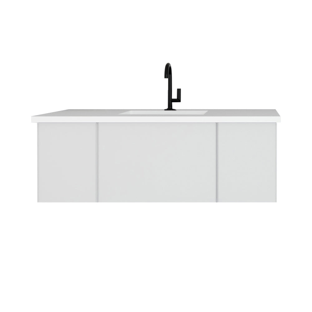 Laviva Vitri 48" Cloud White Bathroom Vanity with VIVA Stone Matte White Solid Surface Countertop 313VTR-48CW-MW