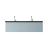 Laviva Vitri 60" Fossil Grey Double Sink Bathroom Vanity with VIVA Stone Matte Black Solid Surface Countertop 313VTR-60DFG-MB