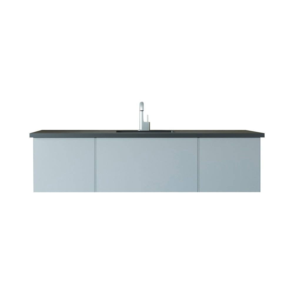 Laviva Vitri 66" Fossil Grey Single Sink Bathroom Vanity with VIVA Stone Matte Black Solid Surface Countertop 313VTR-66FG-MB