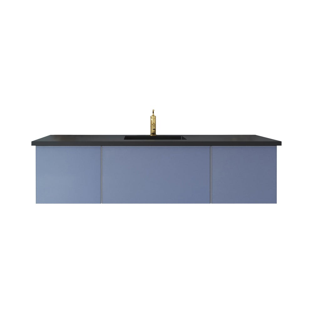 Laviva Vitri 66" Nautical Blue Single Sink Bathroom Vanity with VIVA Stone Matte Black Solid Surface Countertop 313VTR-66NB-MB