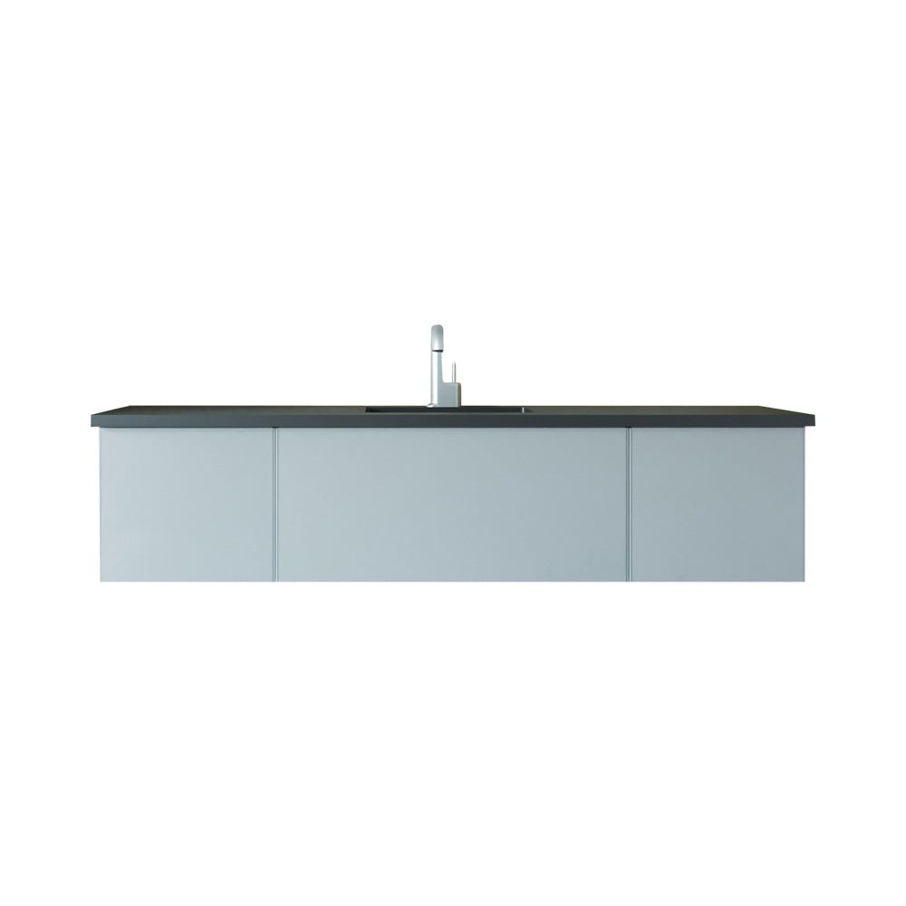 Laviva Vitri 72" Fossil Grey Single Sink Bathroom Vanity with VIVA Stone Matte Black Solid Surface Countertop 313VTR-72CFG-MB