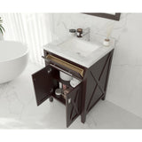 Laviva Wimbledon 24" Brown Bathroom Vanity with Matte Black VIVA Stone Solid Surface Countertop 313YG319-24B-MB