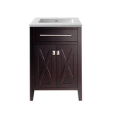 Laviva Wimbledon 24" Brown Bathroom Vanity with Matte White VIVA Stone Solid Surface Countertop 313YG319-24B-MW