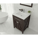 Laviva Wimbledon 24" Brown Bathroom Vanity with Matte White VIVA Stone Solid Surface Countertop 313YG319-24B-MW