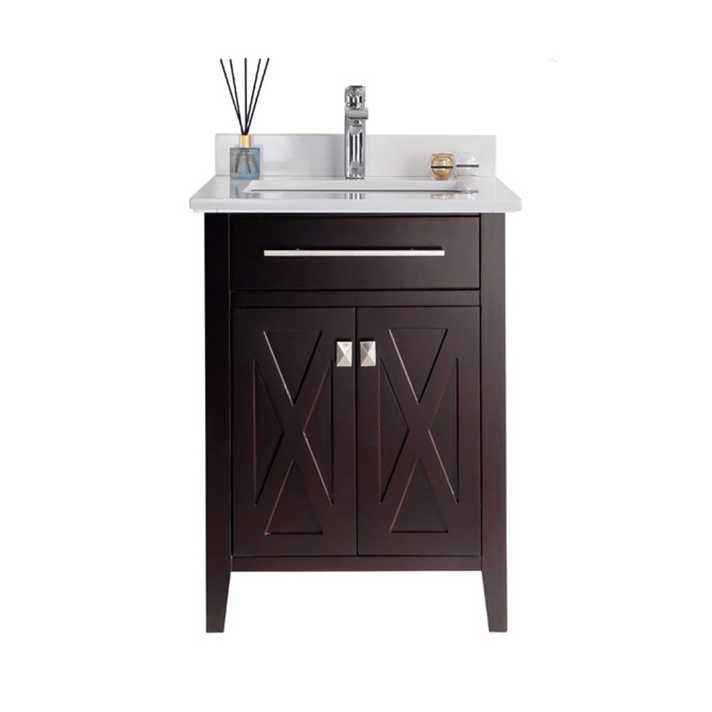 Laviva Wimbledon 24" Brown Bathroom Vanity with White Quartz Countertop 313YG319-24B-WQ