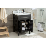 Laviva Wimbledon 24" Espresso Bathroom Vanity with Black Wood Marble Countertop 313YG319-24E-BW