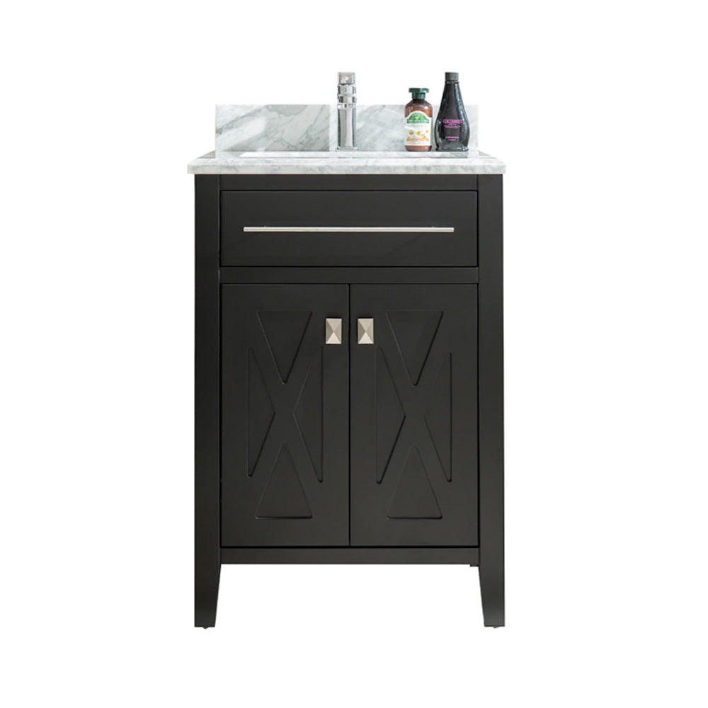 Laviva Wimbledon 24" Espresso Bathroom Vanity with White Carrara Marble Countertop 313YG319-24E-WC