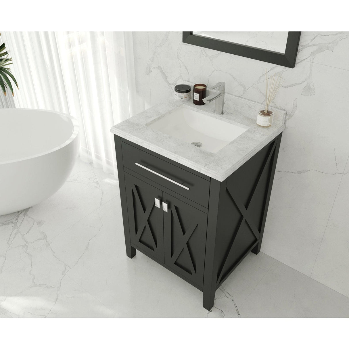 Laviva Wimbledon 24" Espresso Bathroom Vanity with White Carrara Marble Countertop 313YG319-24E-WC