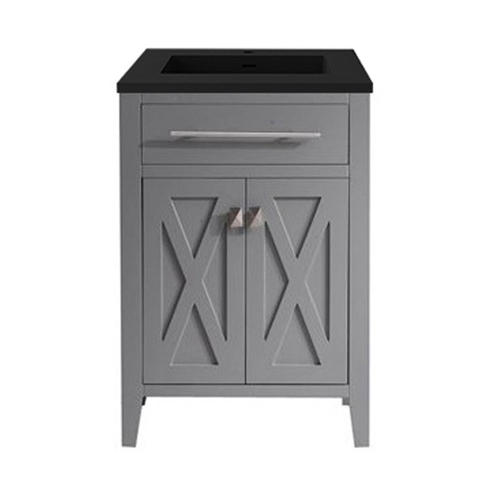 Laviva Wimbledon 24" Grey Bathroom Vanity with Matte Black VIVA Stone Solid Surface Countertop 313YG319-24G-MB