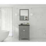 Laviva Wimbledon 24" Grey Bathroom Vanity with Matte Black VIVA Stone Solid Surface Countertop 313YG319-24G-MB