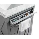 Laviva Wimbledon 24" Grey Bathroom Vanity with Matte Black VIVA Stone Solid Surface Countertop 313YG319-24G-MB