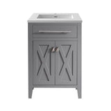 Laviva Wimbledon 24" Grey Bathroom Vanity with Matte White VIVA Stone Solid Surface Countertop 313YG319-24G-MW