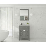 Laviva Wimbledon 24" Grey Bathroom Vanity with Matte White VIVA Stone Solid Surface Countertop 313YG319-24G-MW