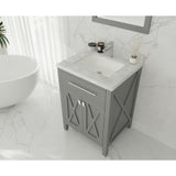 Laviva Wimbledon 24" Grey Bathroom Vanity with White Carrara Marble Countertop 313YG319-24G-WC