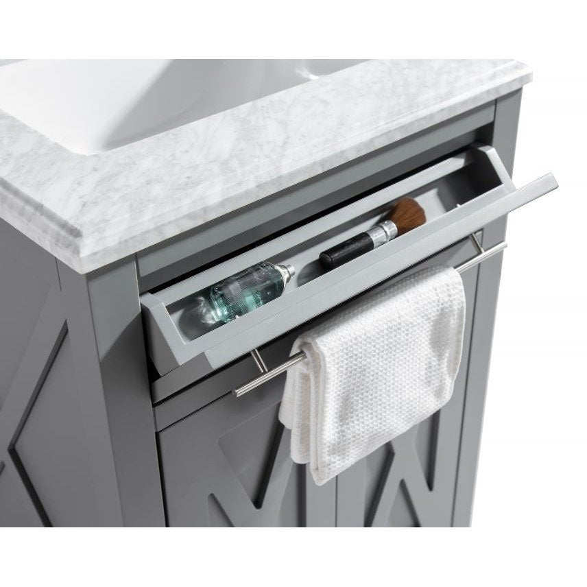 Laviva Wimbledon 24" Grey Bathroom Vanity with White Carrara Marble Countertop 313YG319-24G-WC