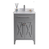 Laviva Wimbledon 24" Grey Bathroom Vanity with White Quartz Countertop 313YG319-24G-WQ