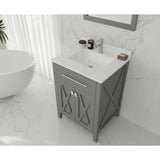 Laviva Wimbledon 24" Grey Bathroom Vanity with White Quartz Countertop 313YG319-24G-WQ