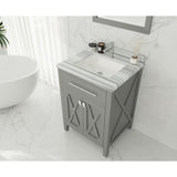 Laviva Wimbledon 24" Grey Bathroom Vanity with White Stripes Marble Countertop 313YG319-24G-WS