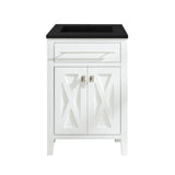 Laviva Wimbledon 24" White Bathroom Vanity with Matte Black VIVA Stone Solid Surface Countertop 313YG319-24W-MB