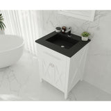 Laviva Wimbledon 24" White Bathroom Vanity with Matte Black VIVA Stone Solid Surface Countertop 313YG319-24W-MB