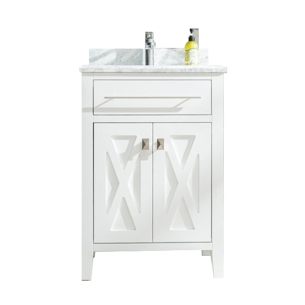 Laviva Wimbledon 24" White Bathroom Vanity with White Carrara Marble Countertop 313YG319-24W-WC