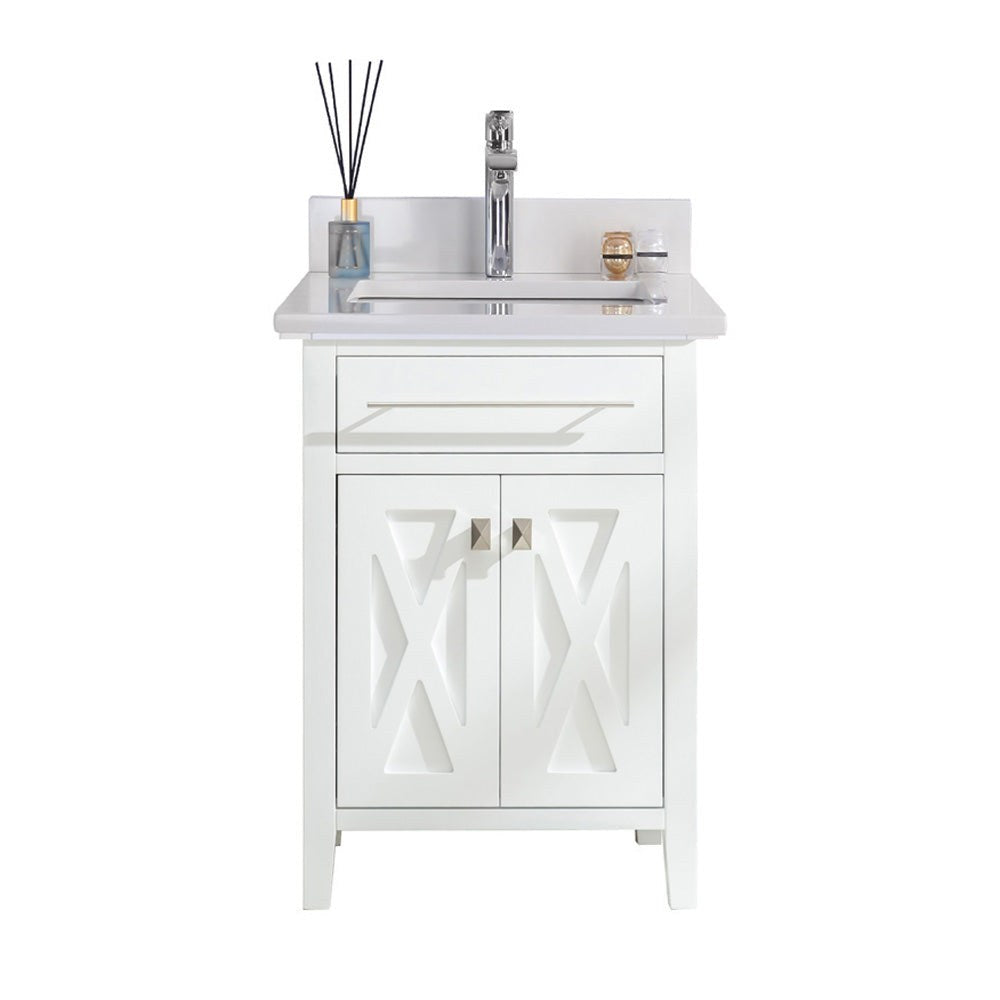 Laviva Wimbledon 24" White Bathroom Vanity with White Quartz Countertop 313YG319-24W-WQ