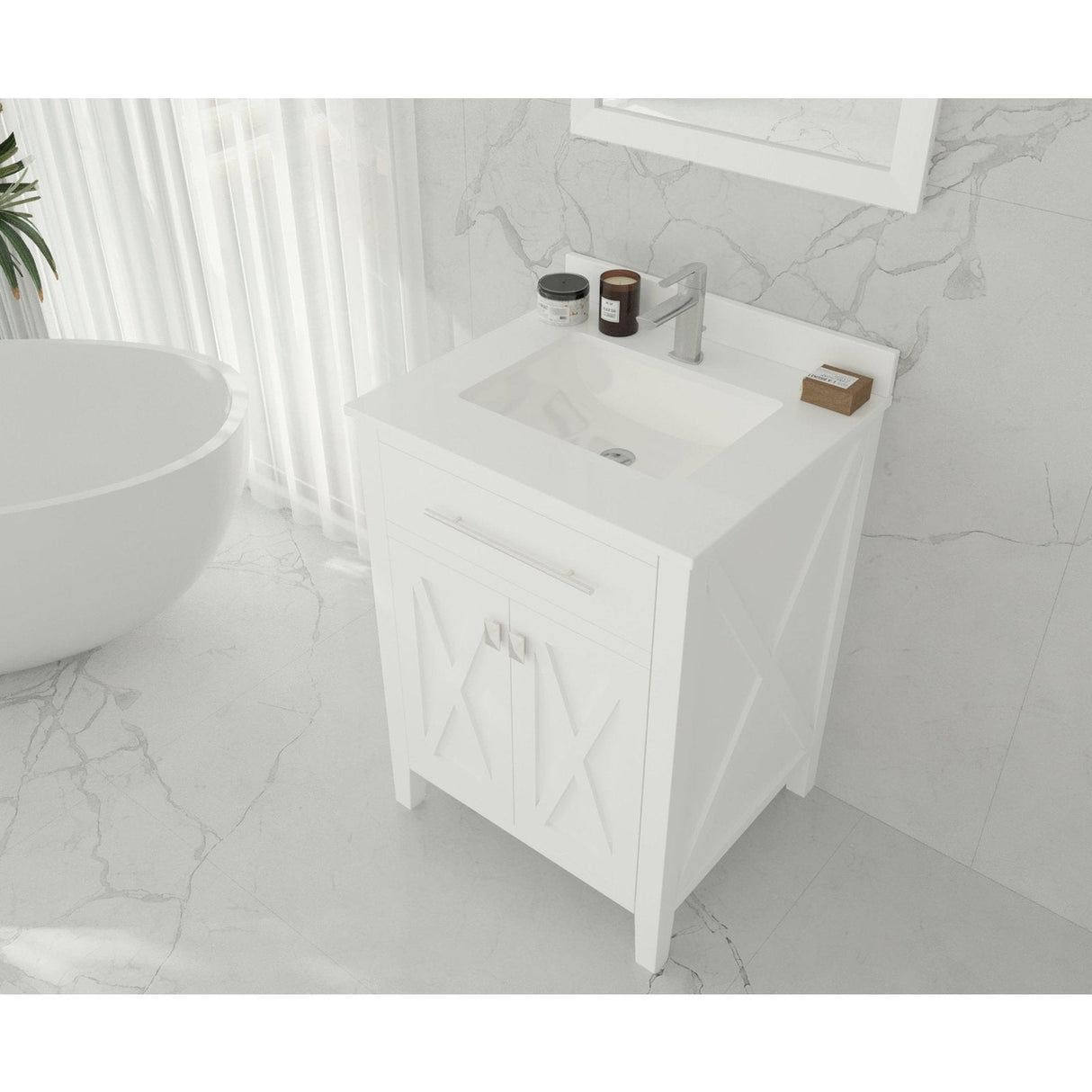 Laviva Wimbledon 24" White Bathroom Vanity with White Quartz Countertop 313YG319-24W-WQ