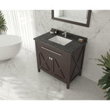 Laviva Wimbledon 36" Brown Bathroom Vanity with Black Wood Marble Countertop 313YG319-36B-BW