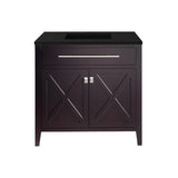 Laviva Wimbledon 36" Brown Bathroom Vanity with Matte Black VIVA Stone Solid Surface Countertop 313YG319-36B-MB