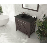 Laviva Wimbledon 36" Brown Bathroom Vanity with Matte Black VIVA Stone Solid Surface Countertop 313YG319-36B-MB