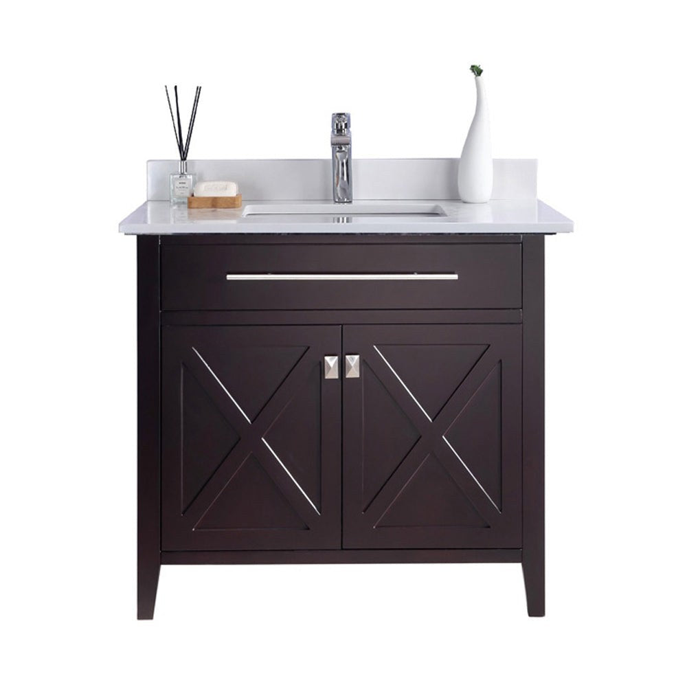 Laviva Wimbledon 36" Brown Bathroom Vanity with White Quartz Countertop 313YG319-36B-WQ