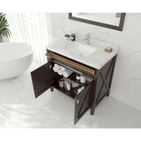 Laviva Wimbledon 36" Brown Bathroom Vanity with White Quartz Countertop 313YG319-36B-WQ