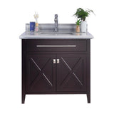 Laviva Wimbledon 36" Brown Bathroom Vanity with White Stripes Marble Countertop 313YG319-36B-WS