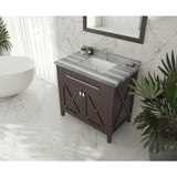 Laviva Wimbledon 36" Brown Bathroom Vanity with White Stripes Marble Countertop 313YG319-36B-WS