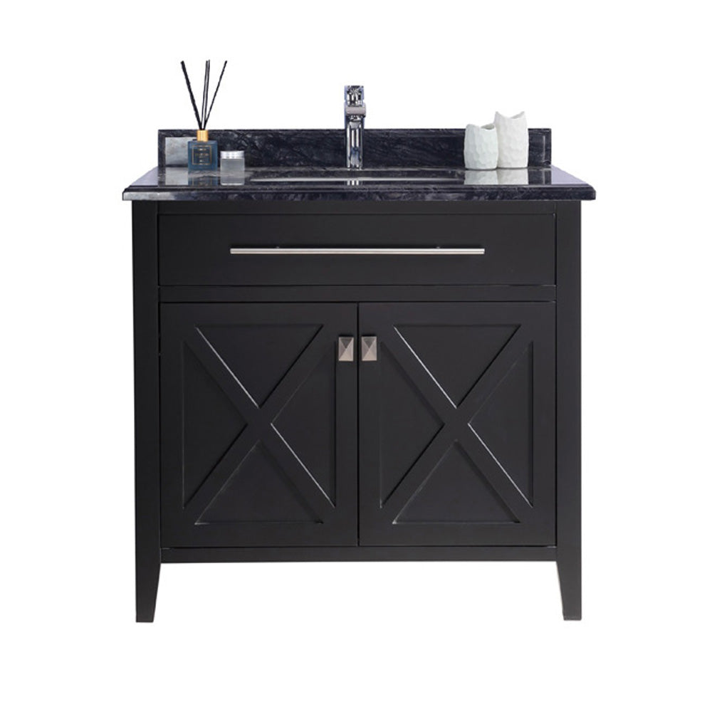 Laviva Wimbledon 36" Espresso Bathroom Vanity with Black Wood Marble Countertop 313YG319-36E-BW