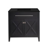 Laviva Wimbledon 36" Espresso Bathroom Vanity with Matte Black VIVA Stone Solid Surface Countertop 313YG319-36E-MB