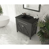 Laviva Wimbledon 36" Espresso Bathroom Vanity with Matte Black VIVA Stone Solid Surface Countertop 313YG319-36E-MB