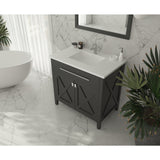 Laviva Wimbledon 36" Espresso Bathroom Vanity with Matte White VIVA Stone Solid Surface Countertop 313YG319-36E-MW