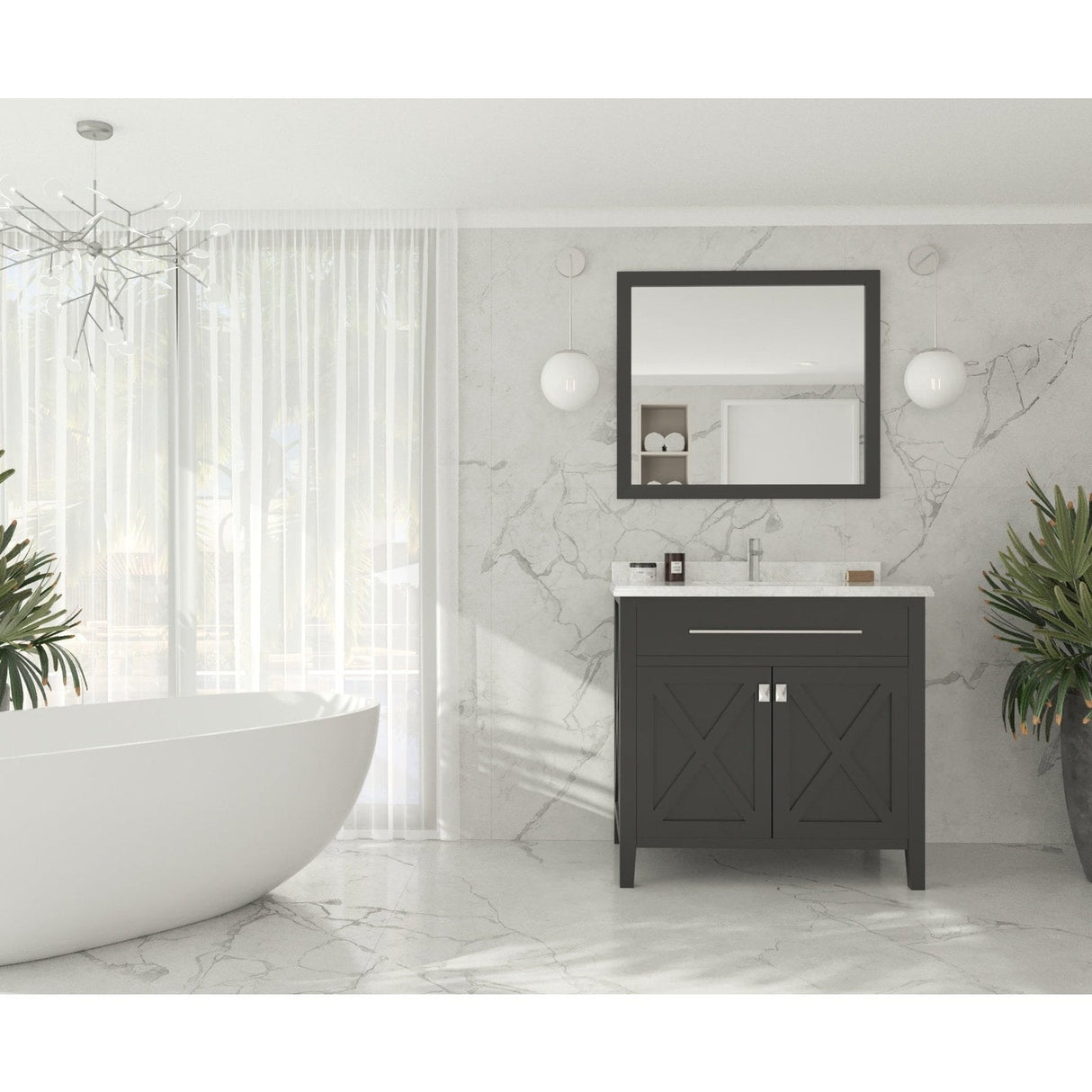 Laviva Wimbledon 36" Espresso Bathroom Vanity with White Carrara Marble Countertop 313YG319-36E-WC